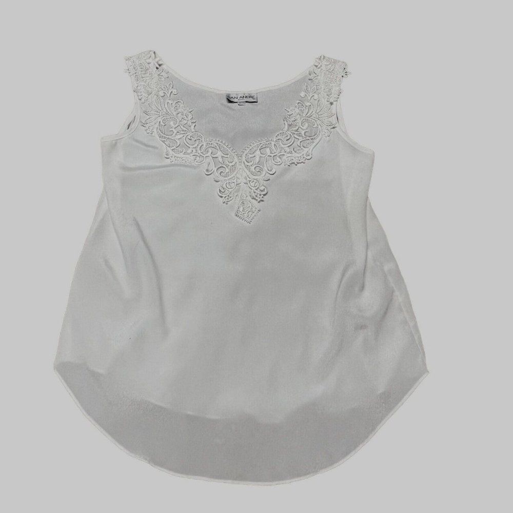 Vintage Sonya Ratau for San Andre Shirt Womens Medium Ivory Sheer Camisole Shell